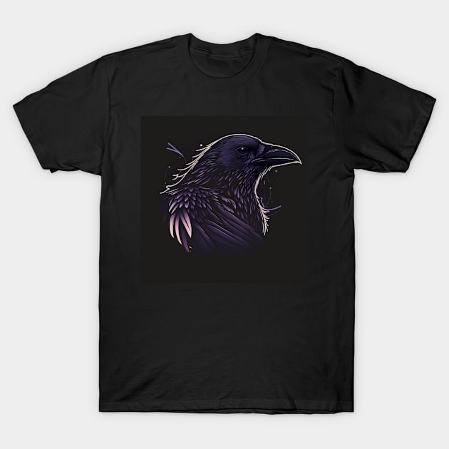 Raven Graphic Goth Black Crow T-Shirt by Linco